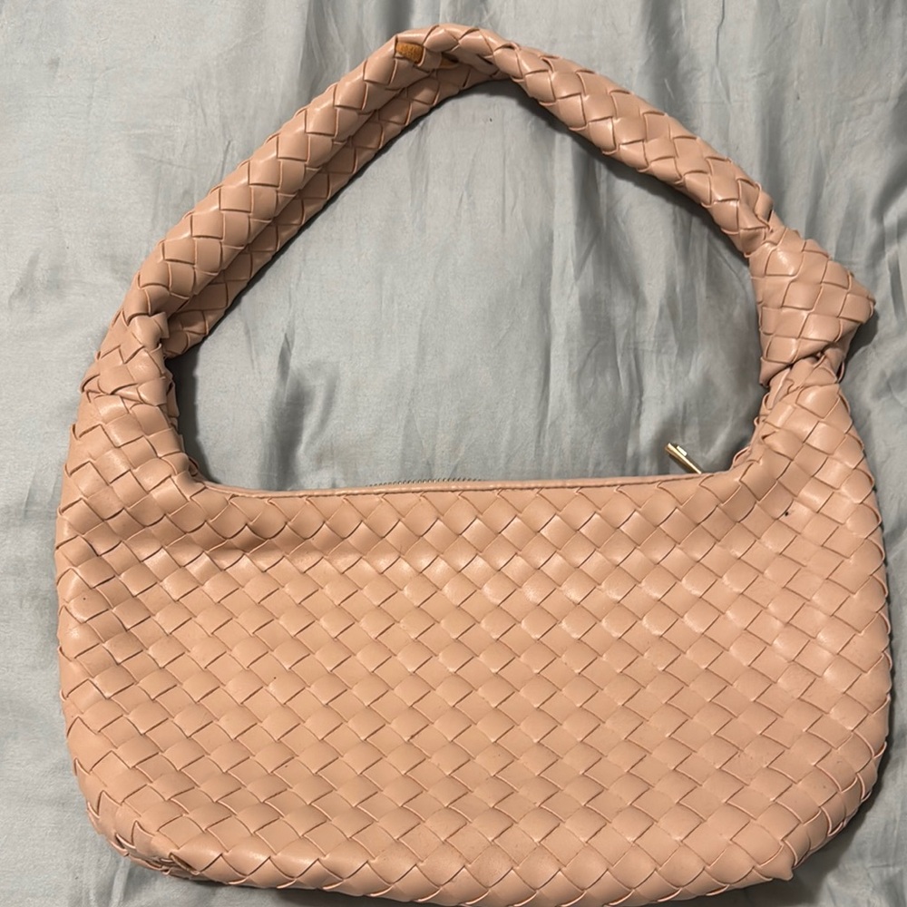 Woven Tan Shoulder Bag